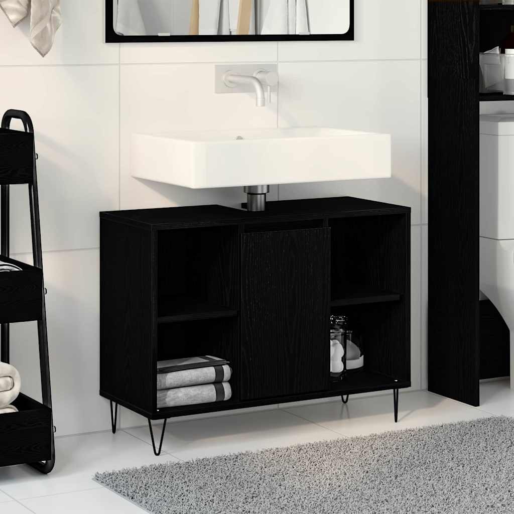 Badezimmer Schrank Schwarze Eiche 80 x 33 x 60 cm Holzwerkstoff