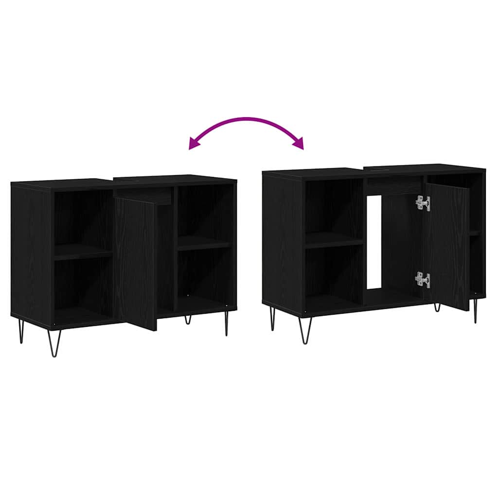 Badezimmer Schrank Schwarze Eiche 80 x 33 x 60 cm Holzwerkstoff