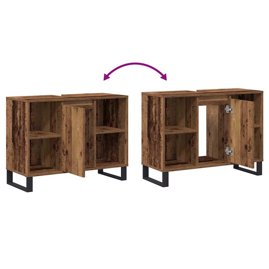 Badezimmer Schrank Altholz 80 x 33 x 60 cm Holzwerkstoff