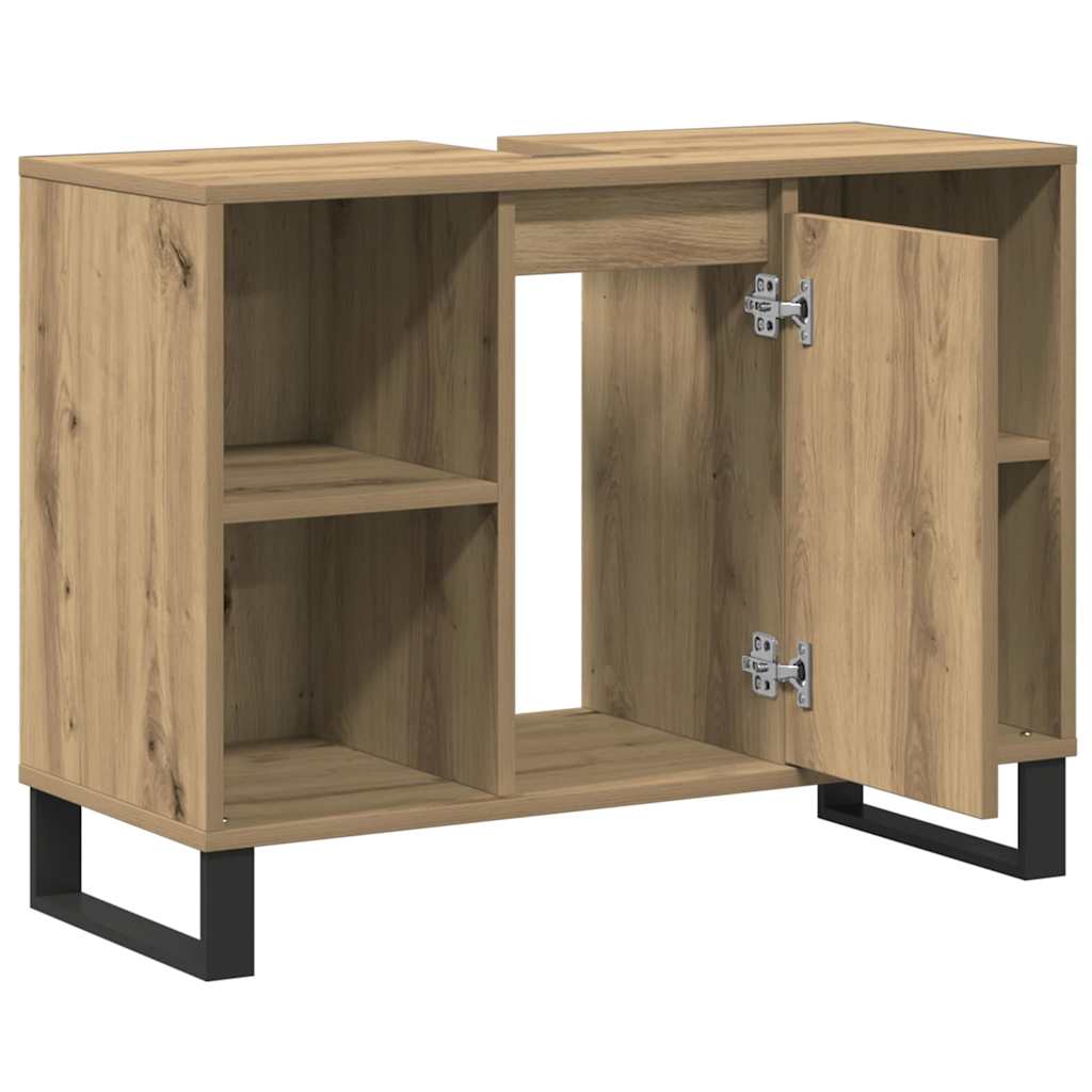 Badezimmer Schrank mit Regal Eiche handwerklich 80 x 33 x 60 cm