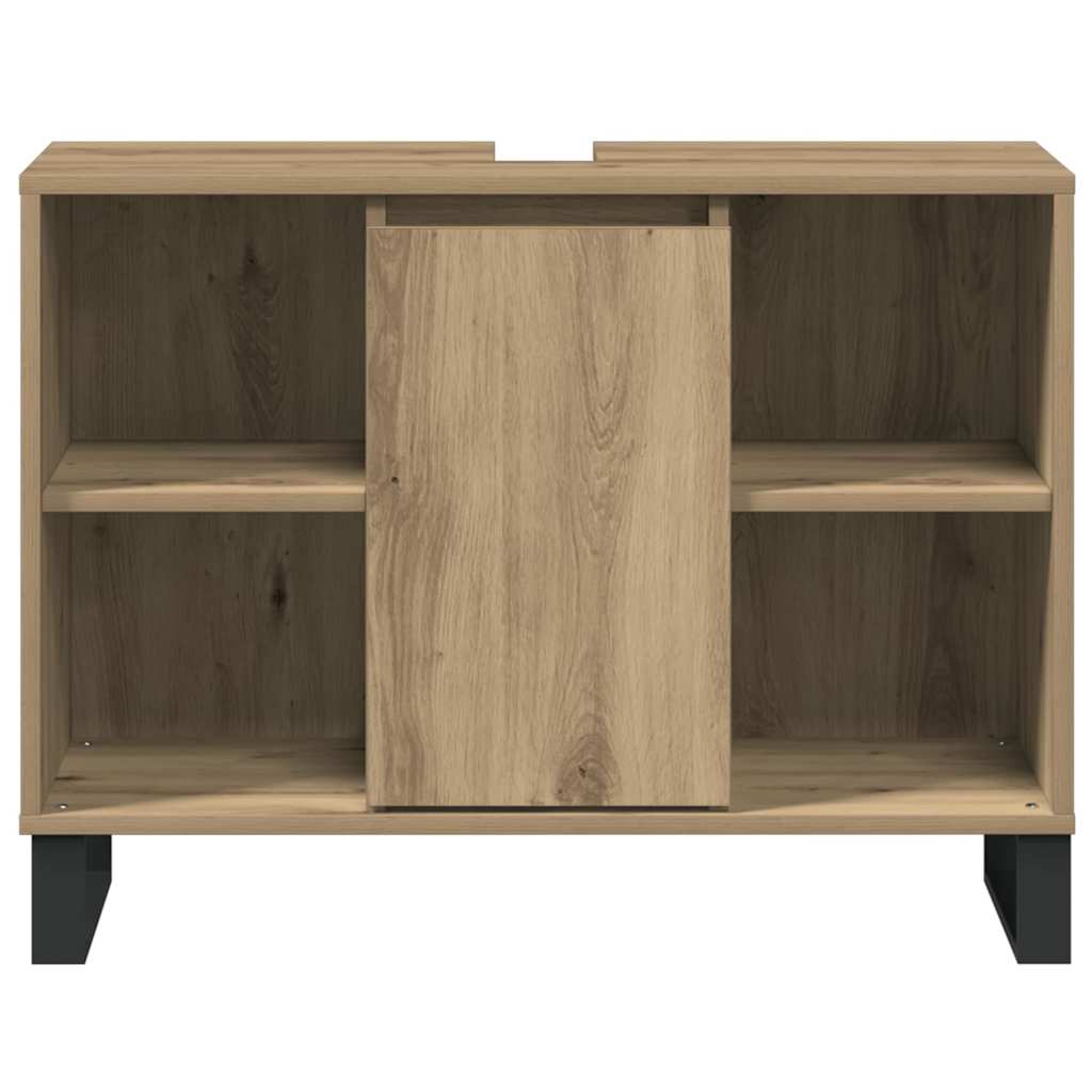 Badezimmer Schrank mit Regal Eiche handwerklich 80 x 33 x 60 cm