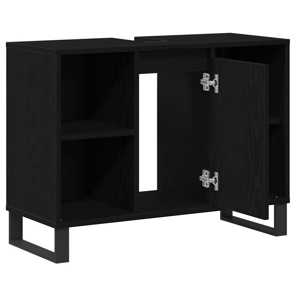 Badezimmer Schrank Schwarze Eiche 80 x 33 x 60 cm Holzwerkstoff