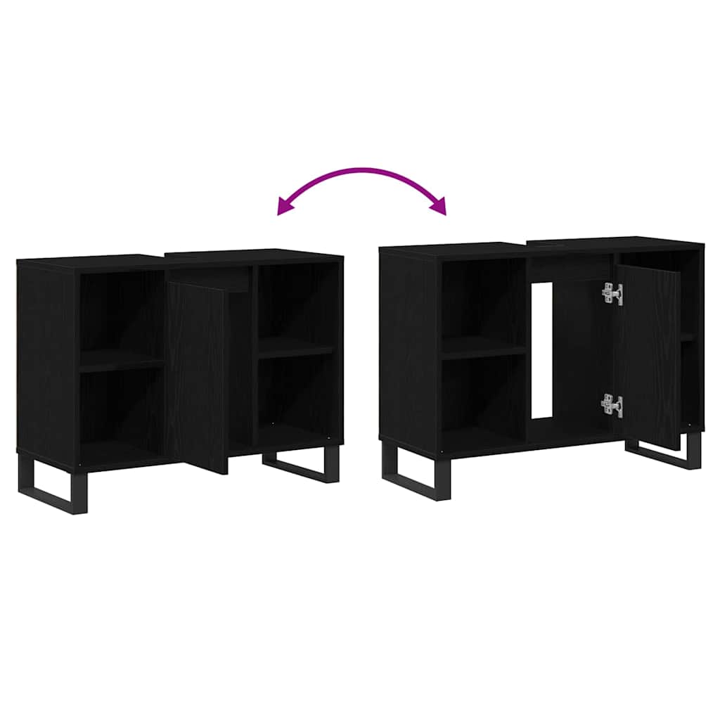 Badezimmer Schrank Schwarze Eiche 80 x 33 x 60 cm Holzwerkstoff