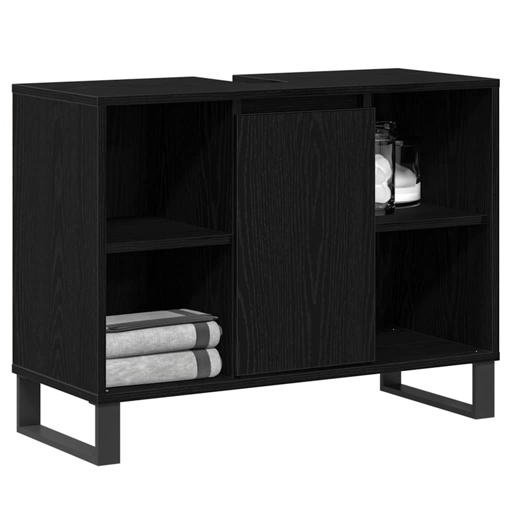 Badezimmer Schrank Schwarze Eiche 80 x 33 x 60 cm Holzwerkstoff