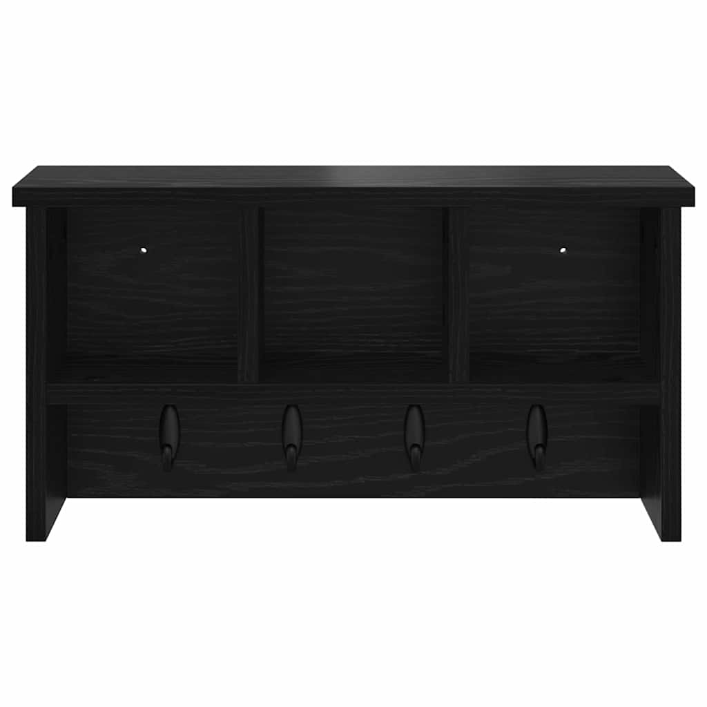 Wandmontierter Kleiderständer mit Regal Schwarz Eichen-Optik