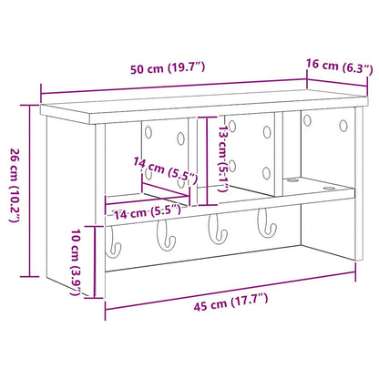 Wandmontierter Kleiderständer Grau Sonoma 50 x 16 x 26 cm