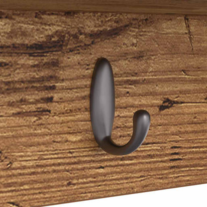 Wandmontierter Kleiderständer mit Regal Altholz 50 x 16 x 26 cm