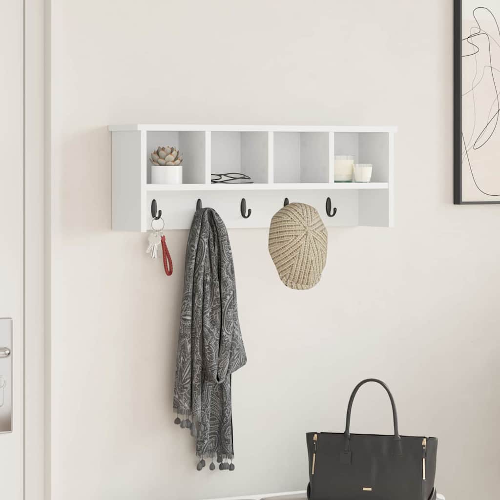 Wandmontierter Kleiderständer mit Regal Weiß 75 x 16 x 26 cm