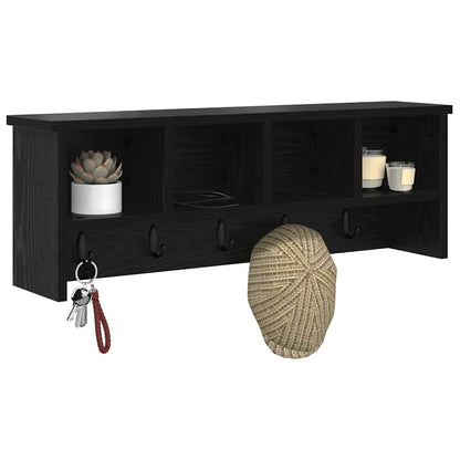 Wandmontierter Kleiderständer mit Regal Schwarz Eichen-Optik