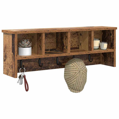 Wandmontierter Kleiderständer mit Regal Altholz 75 x 16 x 26 cm