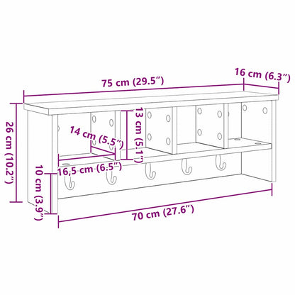 Wandmontierter Kleiderständer mit Regal Altholz 75 x 16 x 26 cm
