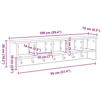 Wandmontierter Kleiderständer Betongrau 100 x 16 x 26 cm