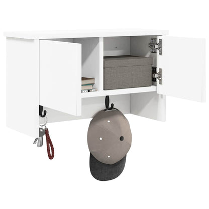 Wandmontierter Kleiderständer mit Regal Weiß 50 x 20 x 30 cm