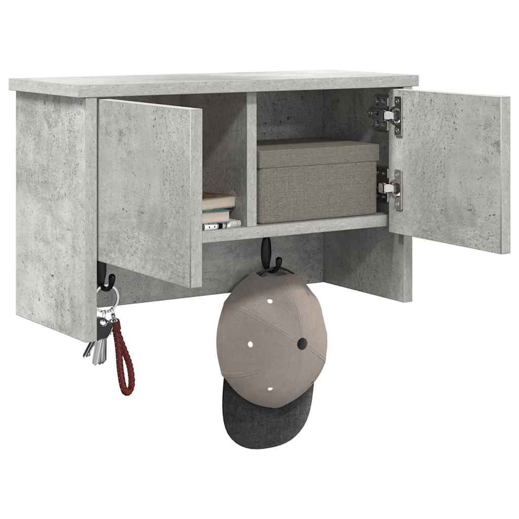 Wandmontierter Kleiderständer mit Tür Betongrau 50 x 20 x 30 cm