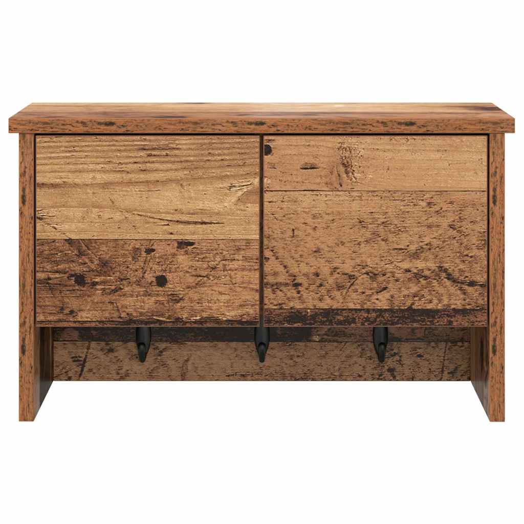 Wandmontierter Kleiderständer mit Regal Altholz 50 x 20 x 30 cm