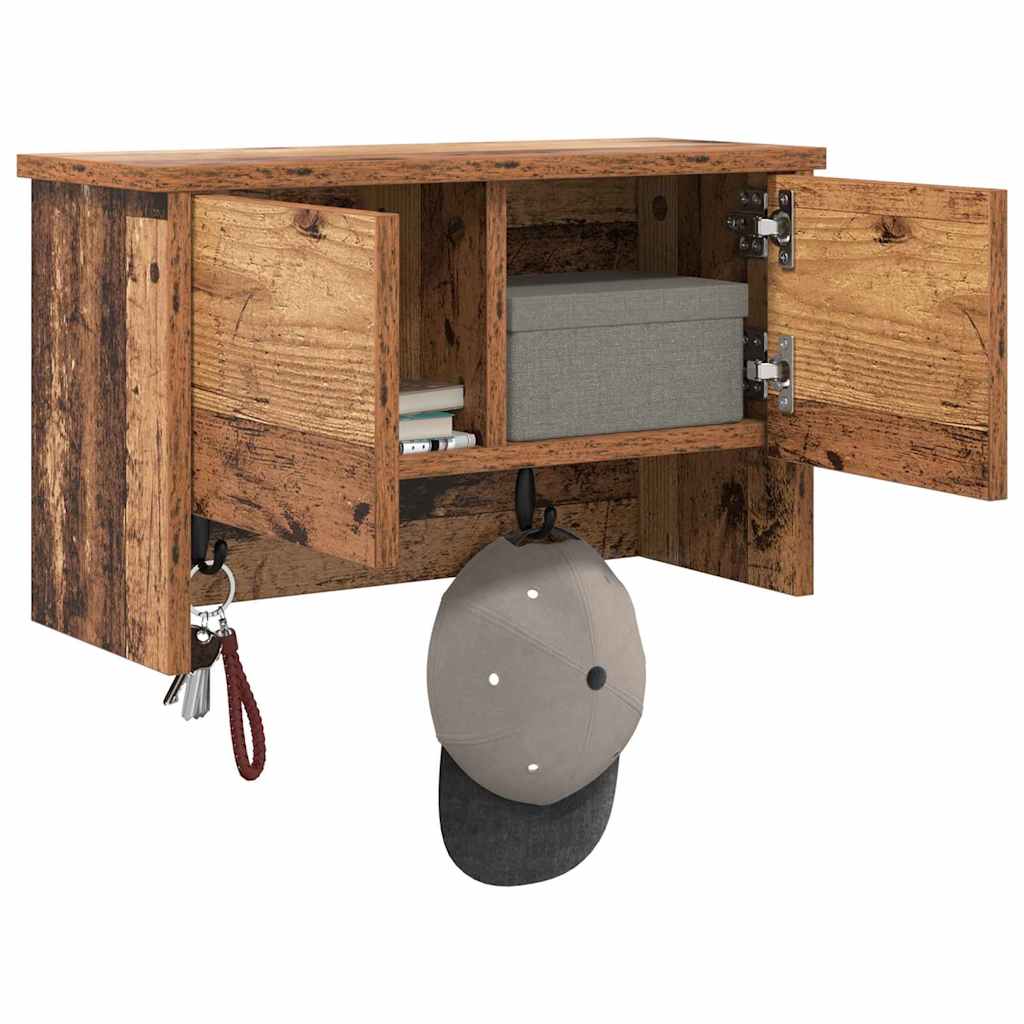 Wandmontierter Kleiderständer mit Regal Altholz 50 x 20 x 30 cm