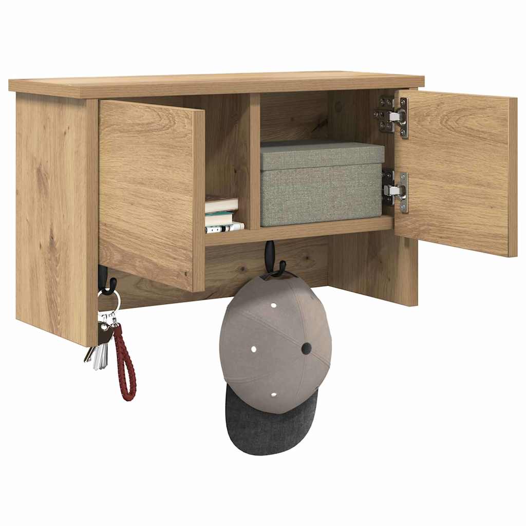 Wandmontierter Kleiderständer mit Regal Eiche handwerklich