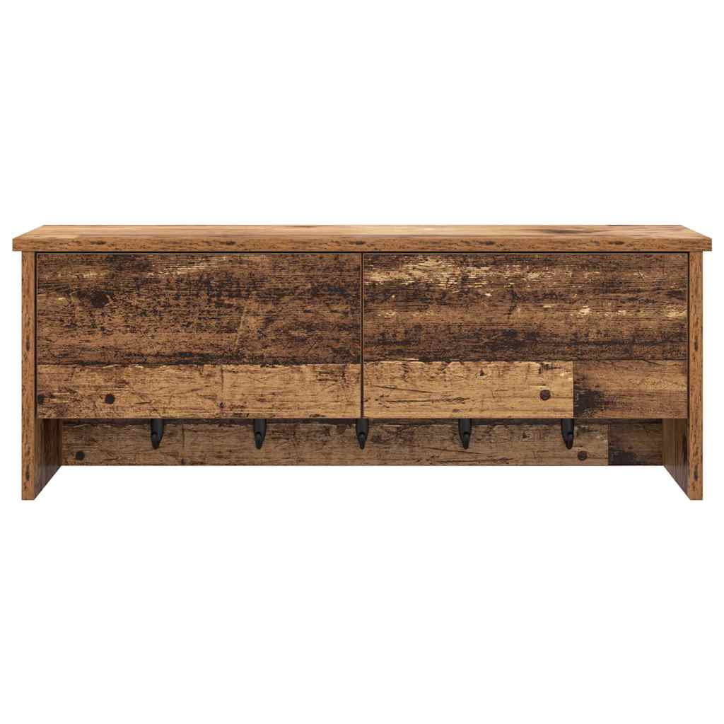 Wandmontierter Kleiderständer mit Regal Altholz 80 x 20 x 30 cm