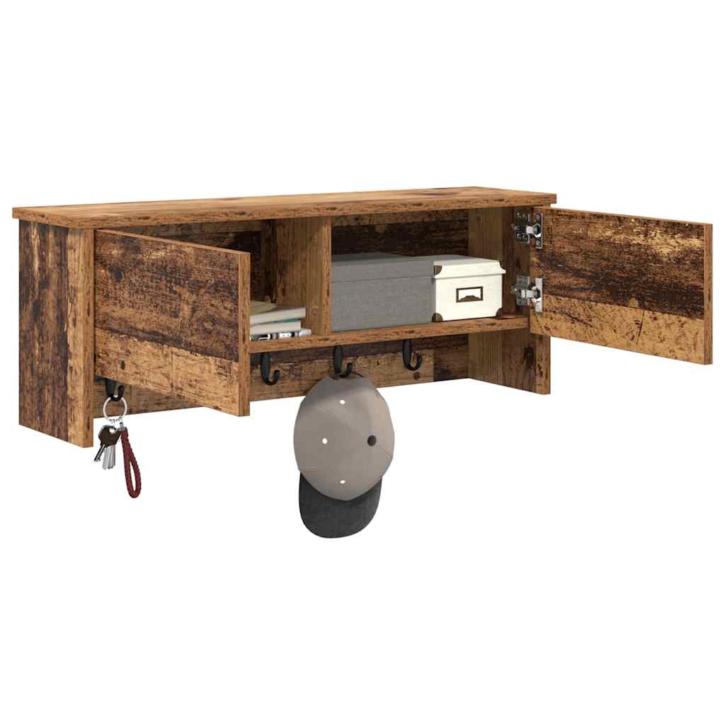 Wandmontierter Kleiderständer mit Regal Altholz 80 x 20 x 30 cm