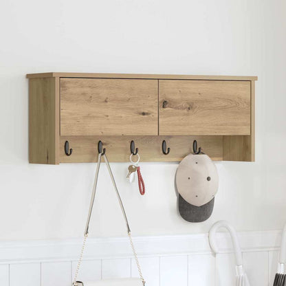 Wandmontierter Kleiderständer mit Regal Eiche handwerklich