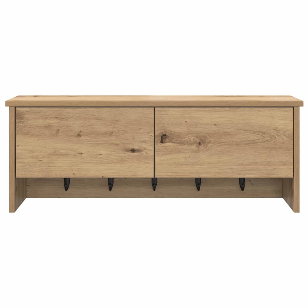 Wandmontierter Kleiderständer mit Regal Eiche handwerklich