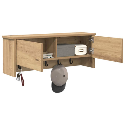 Wandmontierter Kleiderständer mit Regal Eiche handwerklich