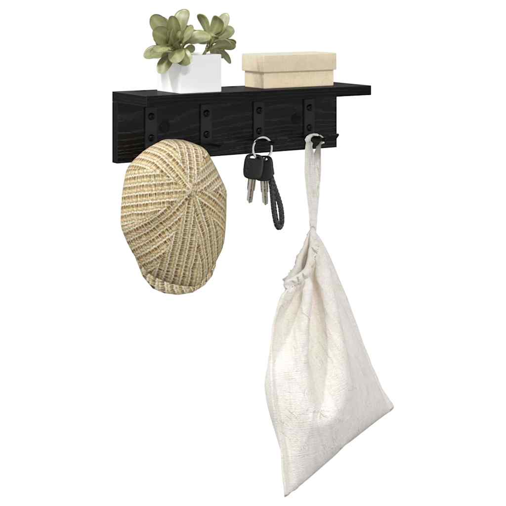 Wandmontierter Kleiderständer mit Regal Schwarze Eiche