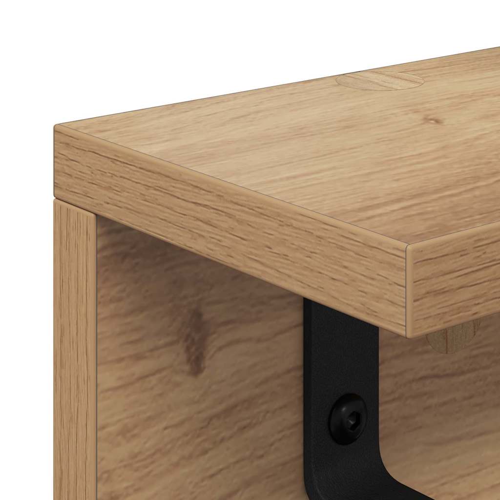 Wandmontierter Kleiderständer mit Regal Eiche handwerklich