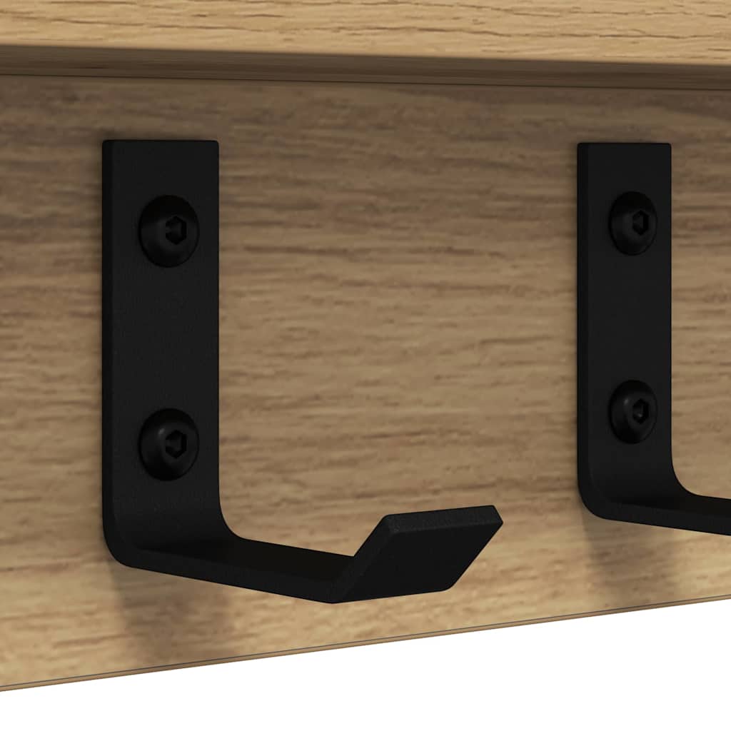 Wandmontierter Kleiderständer mit Regal Eiche handwerklich