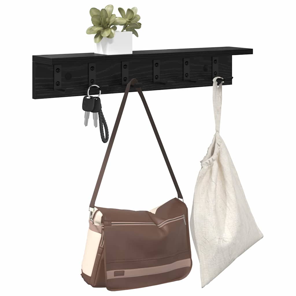 Wandmontierter Kleiderständer mit Regal Schwarze Eiche