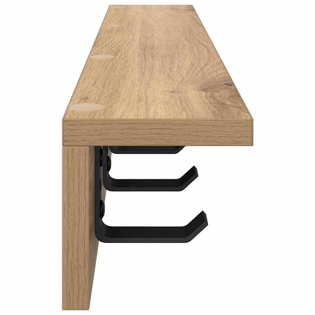 Wandmontierter Kleiderständer mit Regal Eiche handwerklich