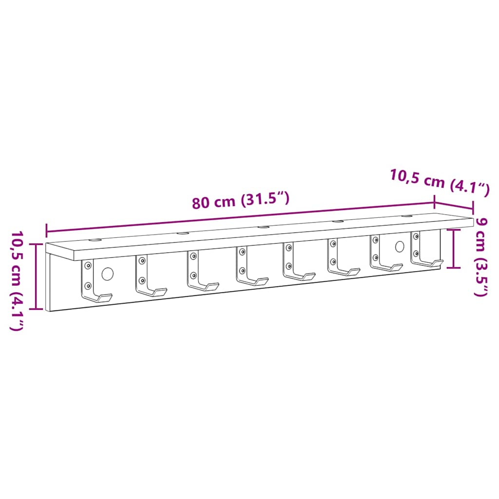 Wandmontierter Kleiderständer Weiß 80 x 10.5 x 10.5 cm