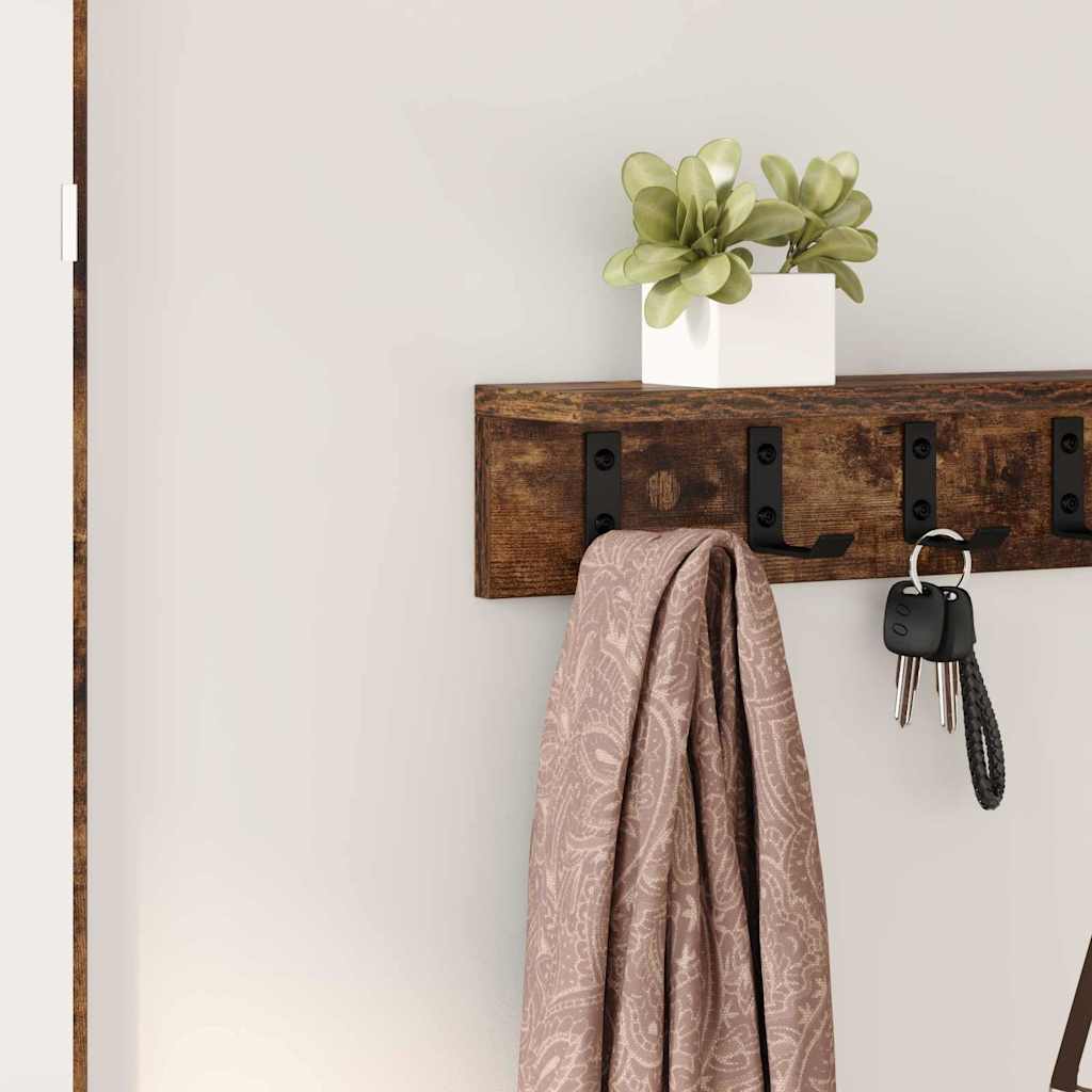 Wandmontierter Kleiderständer Räuchereiche 80 x 10.5 x 10.5 cm