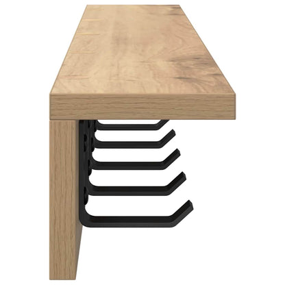 Wandmontierter Kleiderständer mit Regal Eiche handwerklich