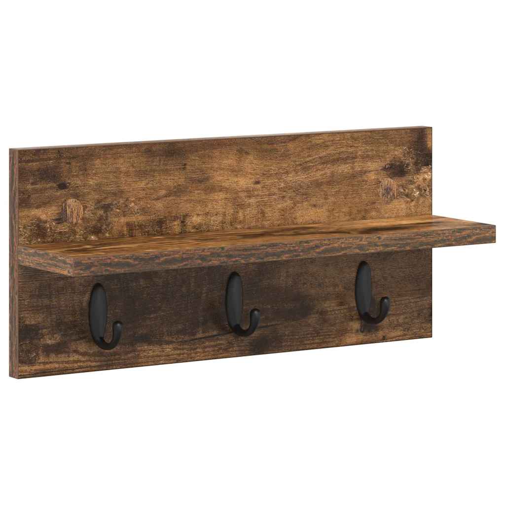 Wandmontierter Kleiderständer Räuchereiche 40 x 10.5 x 18 cm