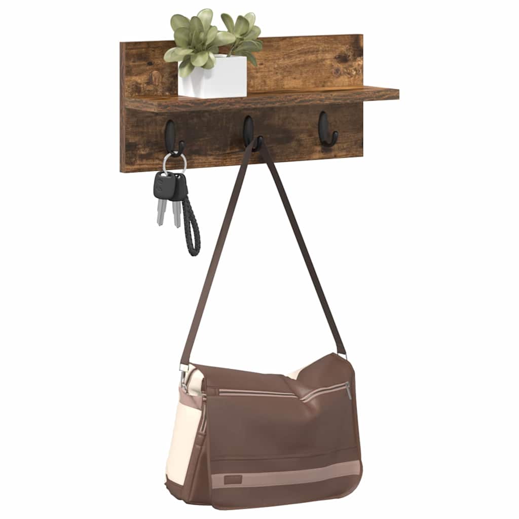 Wandmontierter Kleiderständer Räuchereiche 40 x 10.5 x 18 cm