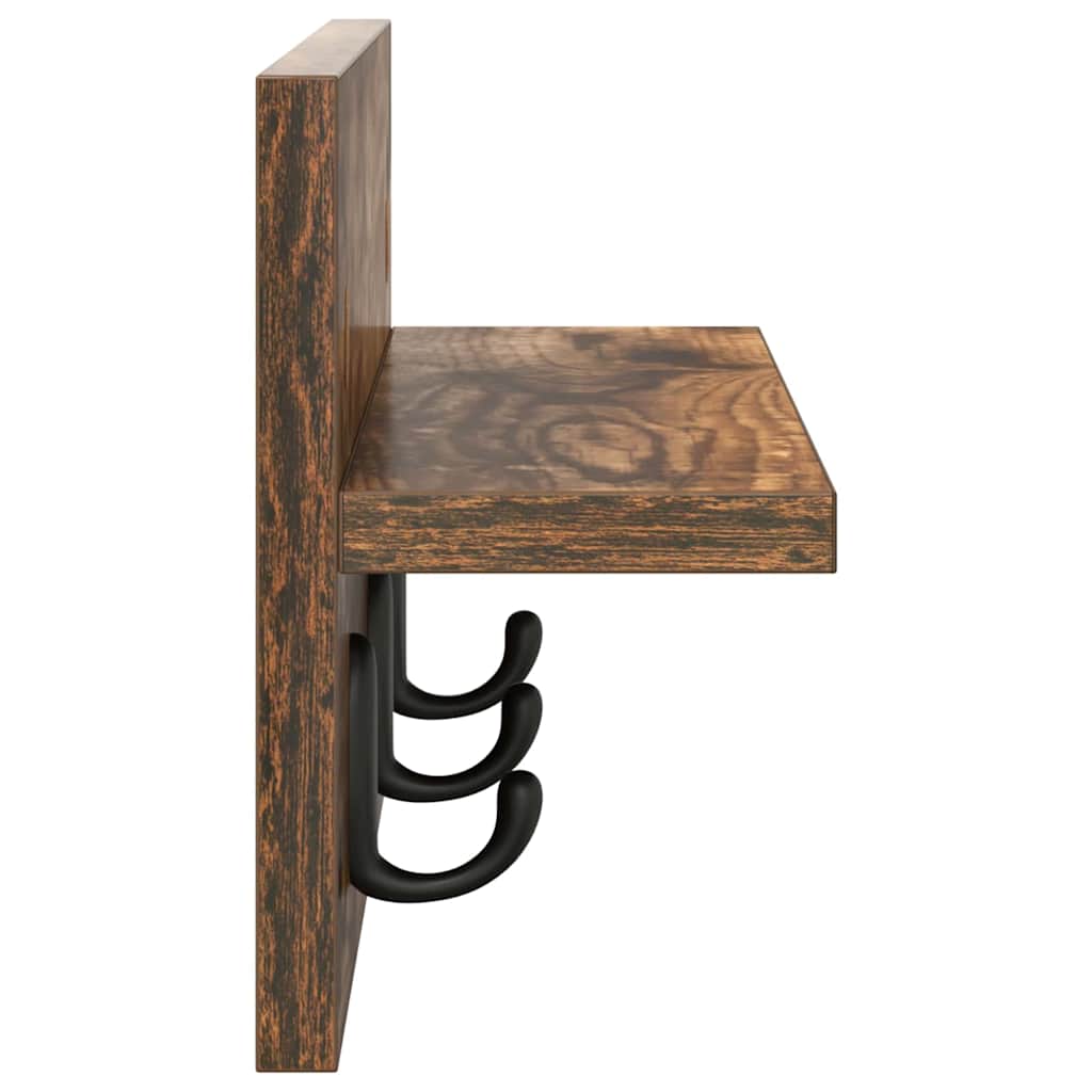 Wandmontierter Kleiderständer Räuchereiche 40 x 10.5 x 18 cm