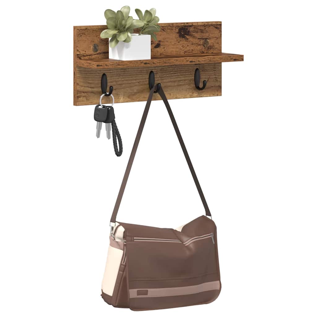 Wandmontierter Kleiderständer Altholz 40 x 10.5 x 18 cm