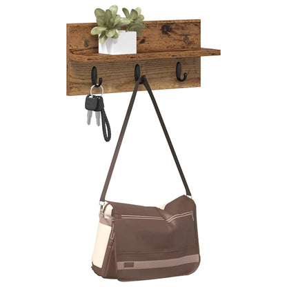 Wandmontierter Kleiderständer Altholz 40 x 10.5 x 18 cm