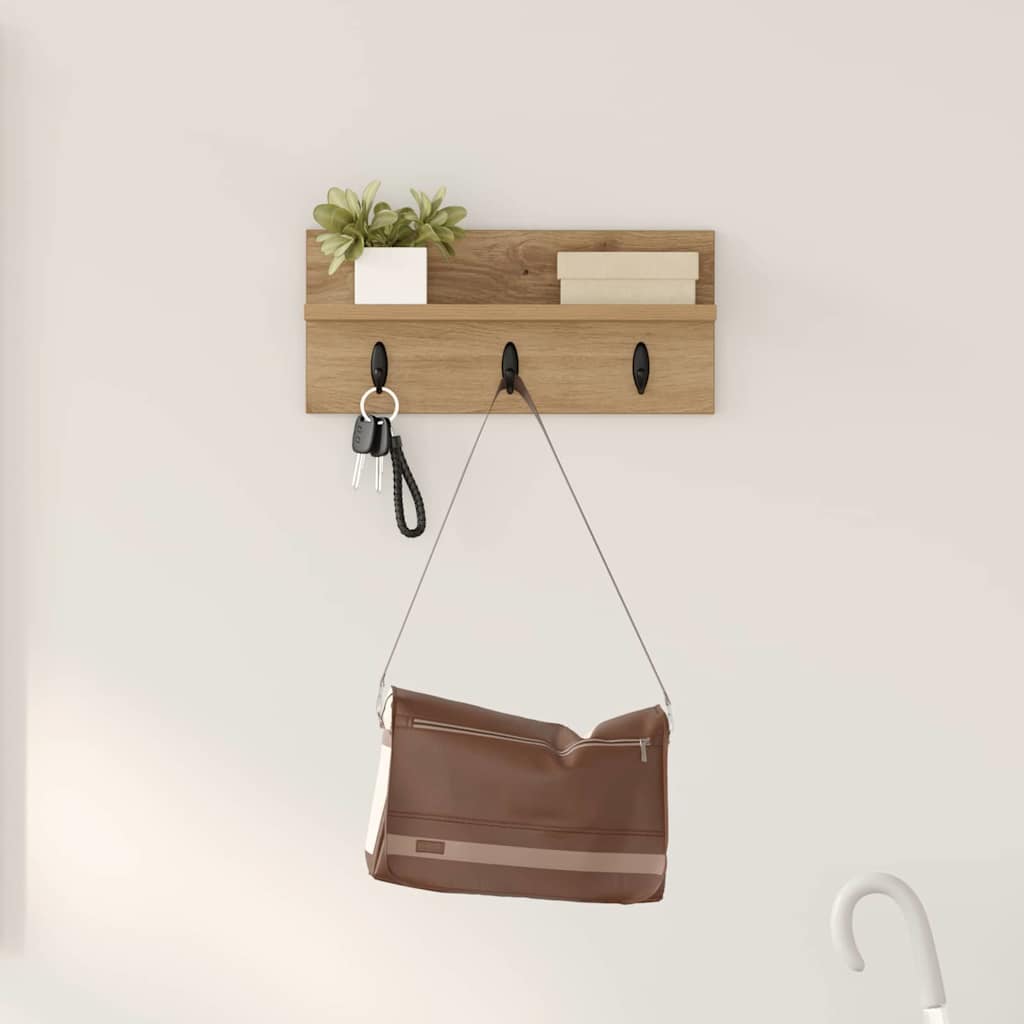 Wandmontierter Kleiderständer Artisan-Eiche 40 x 10.5 x 18 cm