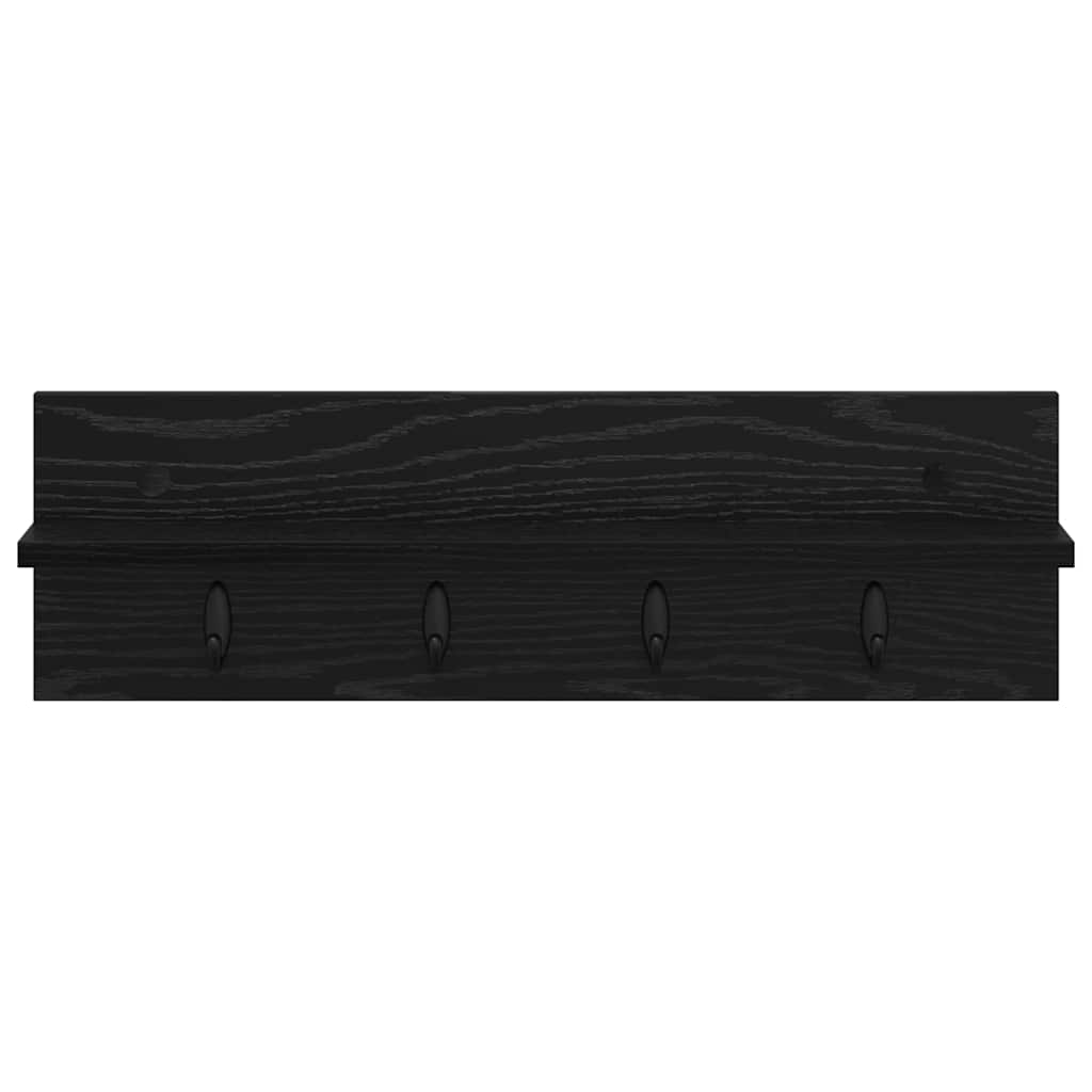 Wandmontierter Kleiderständer mit Regal Schwarz Eichen-Optik