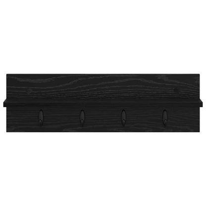 Wandmontierter Kleiderständer mit Regal Schwarz Eichen-Optik