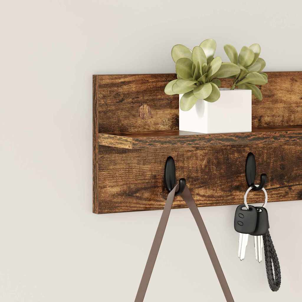 Wandmontierter Kleiderständer Räuchereiche 60 x 10.5 x 18 cm