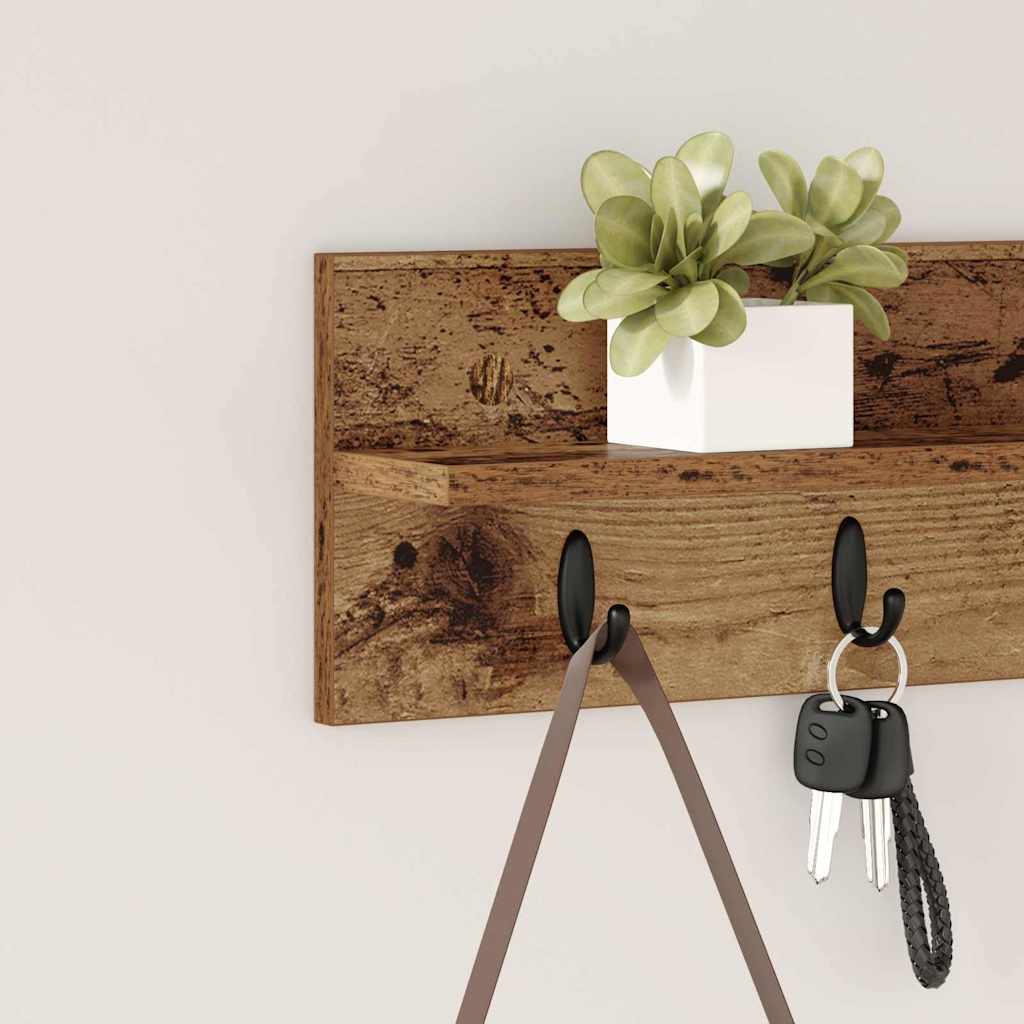 Wandmontierter Kleiderständer Altholz 60 x 10.5 x 18 cm