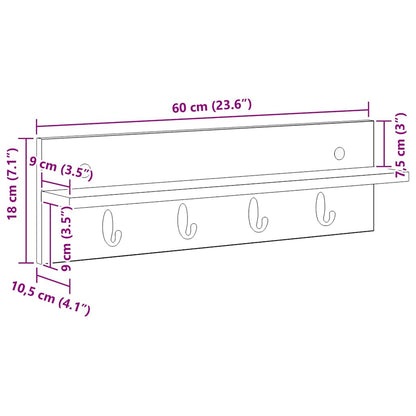 Wandmontierter Kleiderständer Artisan-Eiche 60 x 10.5 x 18 cm