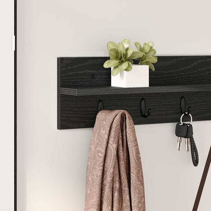 Wandmontierter Kleiderständer mit Regal Schwarz Eichen-Optik