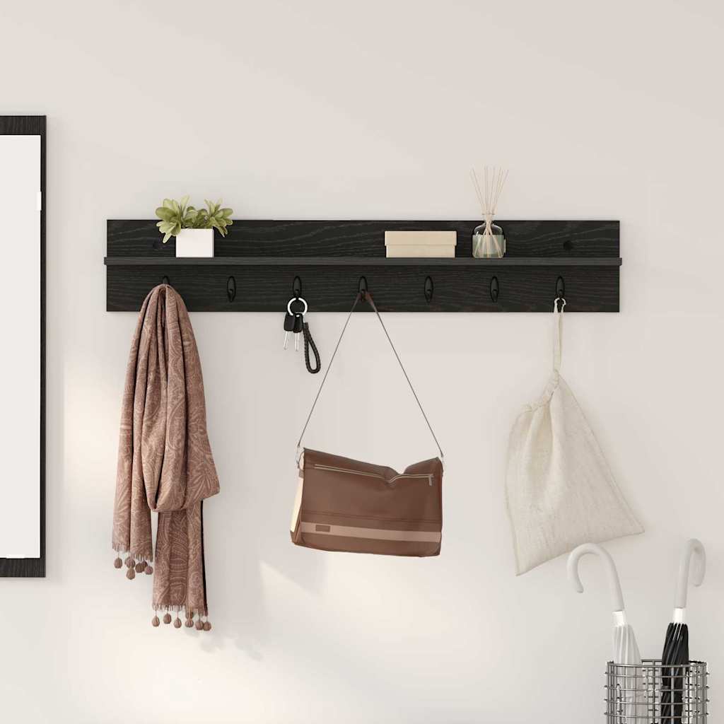 Wandmontierter Kleiderständer mit Regal Schwarz Eichen-Optik