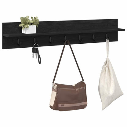 Wandmontierter Kleiderständer mit Regal Schwarz Eichen-Optik