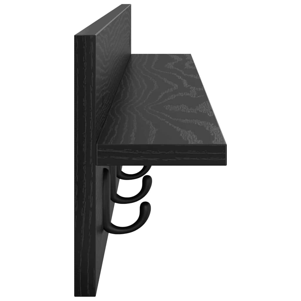 Wandmontierter Kleiderständer mit Regal Schwarz Eichen-Optik