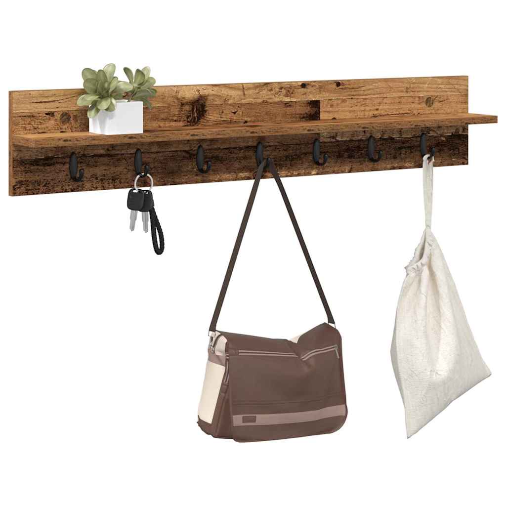 Wandmontierter Kleiderständer Altholz 100 x 10.5 x 18 cm